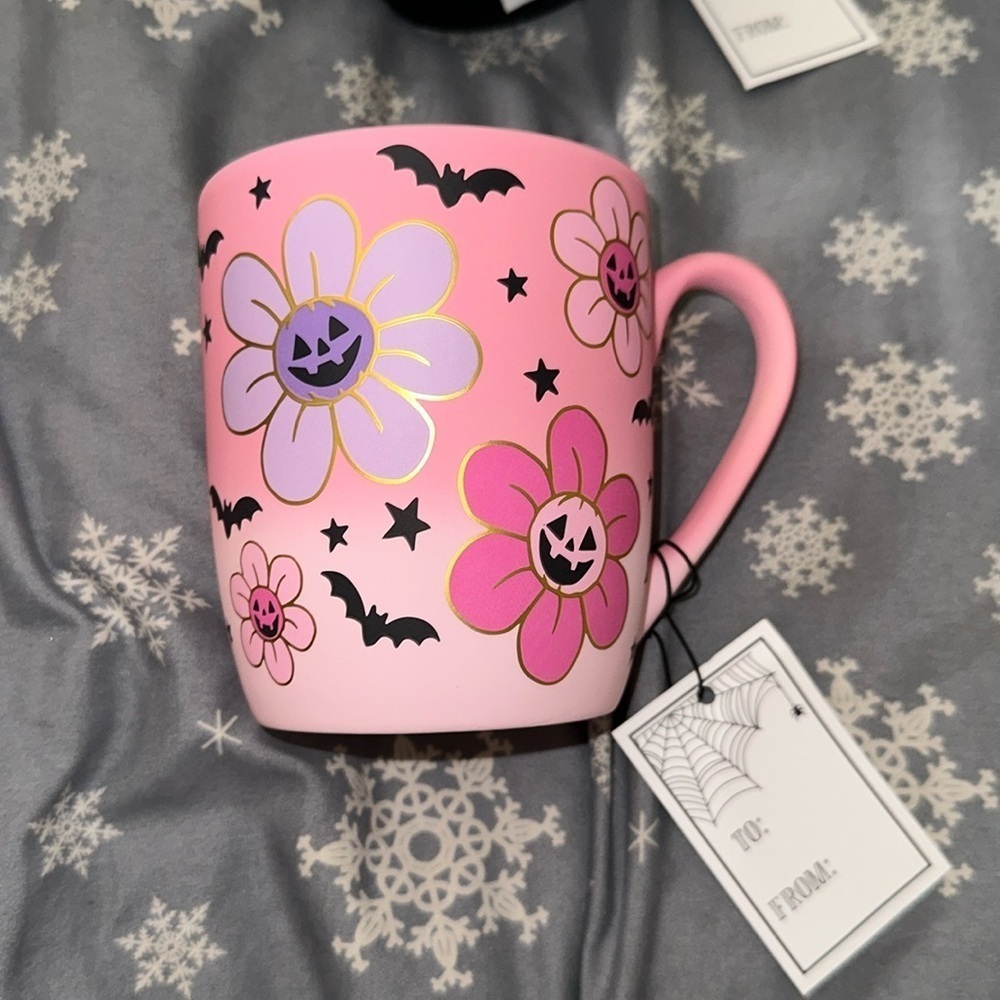 Cobwebs & Cauldrons Ombre’ Pumpkin Flowers Mug